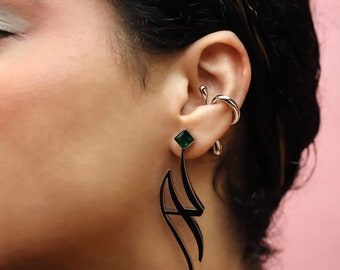 Heka Ear cuffs Silver, no piercings, ear wrap, silver earrings, body jewelry, silver chunky ear cuff