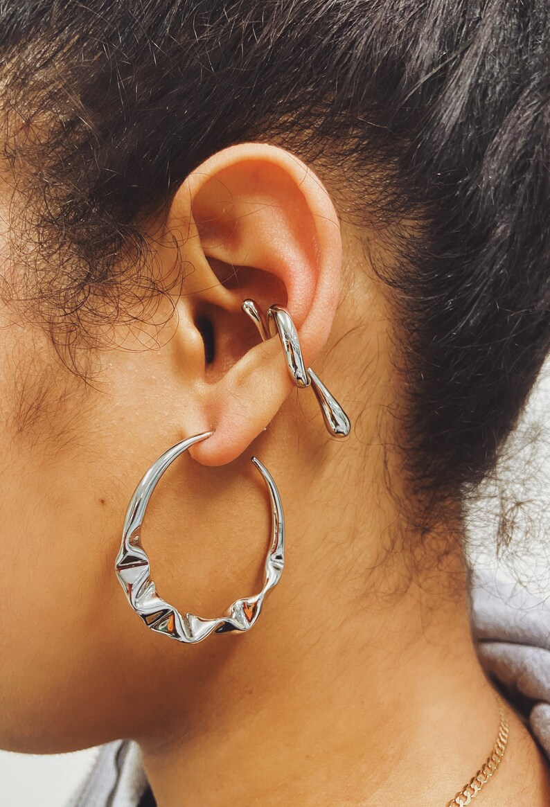 Silver Hoop Earrings, Silver earrings, Hoop earrings, Medium size hoop earrings, gifts for her image 2