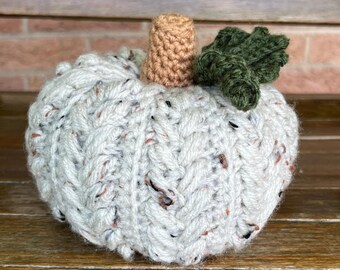 Crocheted Aran Fleck Tweed Small Wheat Stitch Pumpkin