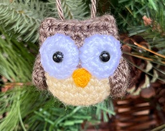 Crocheted Mini Owl Ornament or Decoration