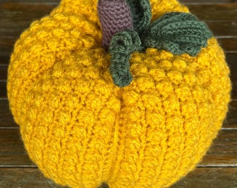 Crocheted Berry Stitch Gold Pumpkin