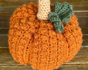 Crocheted Berry Stitch Orange Pumpkin