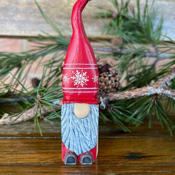 Winter or Christmas Piano Key Gnome (made from an upcycled wooden piano key)