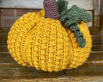 Crocheted Berry Stitch Gold Pumpkin