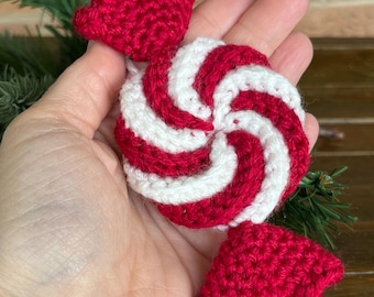 Crocheted Peppermint Candy Stripe Ornament