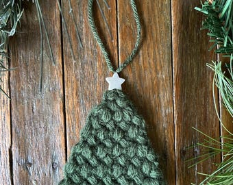 Crocheted Christmas Tree with Star Ornament/ Gift Topper