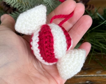 Crocheted Peppermint Candy Stripe Ornament