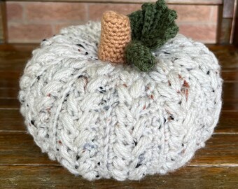 Crocheted Aran Fleck Tweed Medium Wheat Stitch Pumpkin