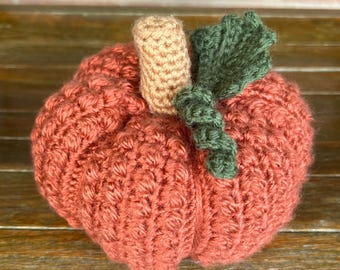 Crocheted Berry Stitch Small Orange Pumpkin