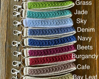 Crocheted Star Stitch Cotton Wristlet Keychain