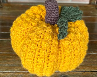 Crocheted Berry Stitch Gold Pumpkin