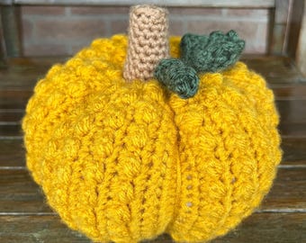 Crocheted Berry Stitch Gold Pumpkin