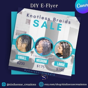 Knotless Braids Flyer, Braid Special, Hair Flyer, Protective Styles, Social Media Flyer, DIY Braids Flyer, DIY Hairstylist flyer Braids Sale