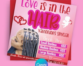 Valentine&#39;s Day Hair Special Flyer: DIY Canva Template (Digital Download)