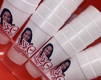 Custom Styrofoam Cups | Personalized 20oz Party Cups | Birthday, Graduation, Brunch, Greek Events | Printed Drinkware