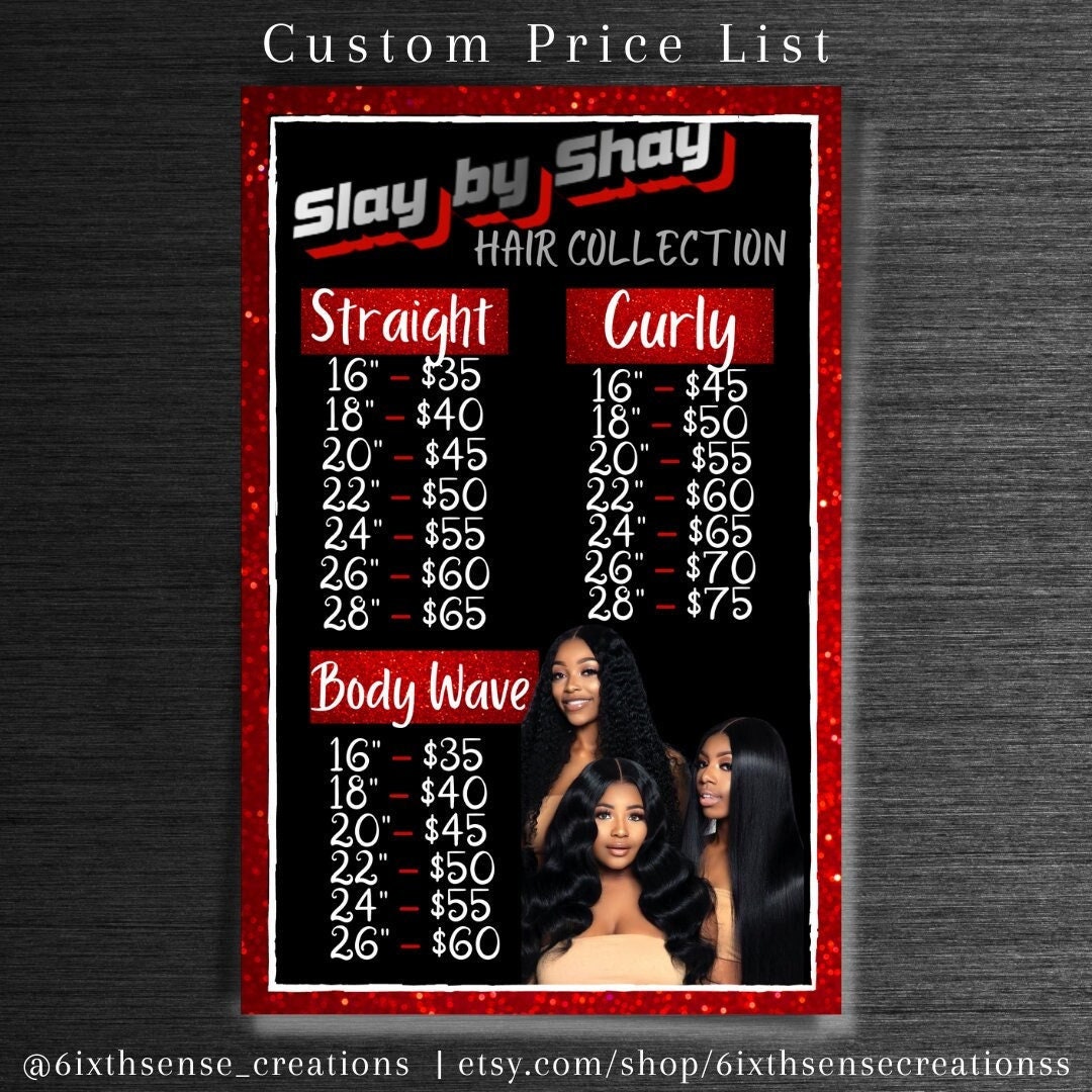 Custom Price List Hair Price List Price List Template Etsy