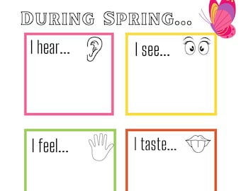 Teacher-Created Resource | 5 Senses in Spring Activity, PDF Print, Download, Preschool, Kindergarten, First Grade, Second Grade