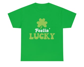 Comfort Colors® Feeling Lucky Shirt, Retro St Patty's Day Shirt, St Patricks Day Shirt, Distressed Shirt, Lucky Clover Shirt, Green shirt