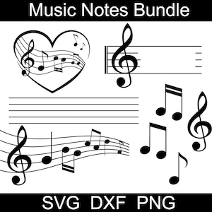 Musik Noten SVG Bundle, Musik Noten für digitalen Download, Musik SVG Bundle, Cricut, Silhouette, Glowforge (4 einzelne svg/png/dxf)