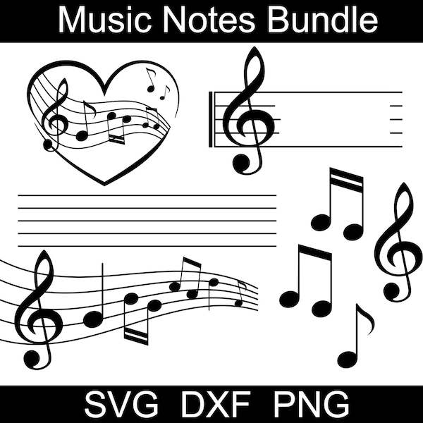 Music Notes SVG Bundle, Music Notes for Digitial Download, Music SVG Bundle, Cricut, Silhouette, Glowforge (4 individual svg/png/dxf)