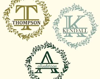 Kranz Monogramm Bundle SVG, Alphabet, Split Monogramm SVG Datei, Cricut, Silhouette, Glowforge (26 einzelne svg/png/dxf)