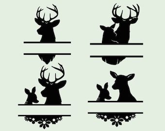 Deer SVG Bundle, Split name frame Digital Download, Deer designs for Cutting machines, Silhouette and more (4 individual svg/png/dxf)