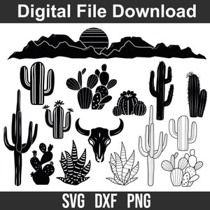 Cactus SVG, desert landscape SVG, Arizona, Digital Download, Cricut, Silhouette, Glowforge (15 individual svg/png/dxf)