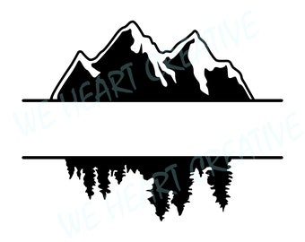 Mountain name frame SVG, landscape SVG, split name frame, Digital Download, Cricut, Silhouette, Glowforge (svg/png/dxf)