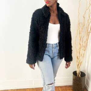 Black jacket faux fur best sale