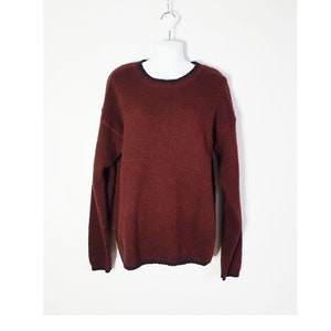 Vintage Woolrich Dunkel Rot Wolle Pullover Größe Large