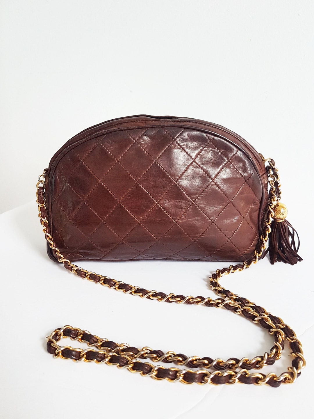 100% Authentic 1980s Chanel Brown Leather Bag. Chanel Quilted Leather ...