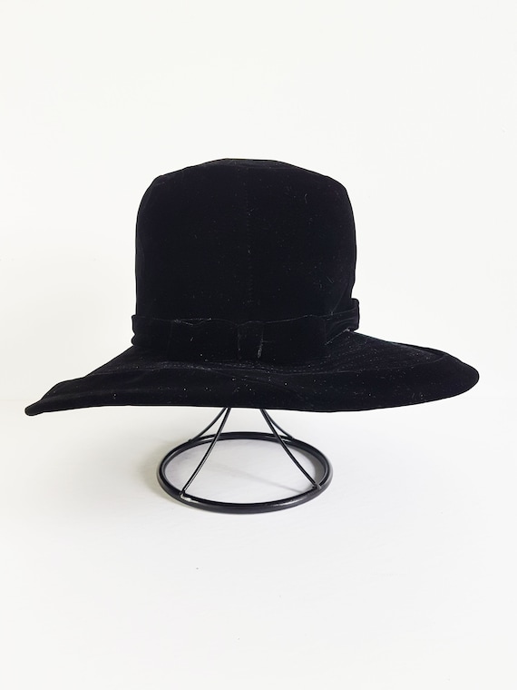 1950s Vintage Elizabeth Ford Hat Black Wide Brim … - image 2