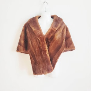 Mink Fur Stole, 1950s Pastel Mink Wedding Stole, Medium Brown Bridal Mink Fur Shawl, Mink Fur Scarf, Mink Wedding Shawl