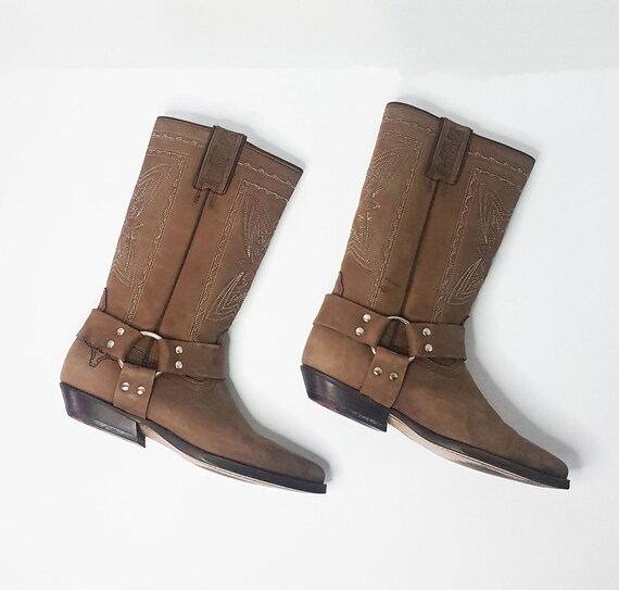 Size 37 Vintage Joe Sanchez Brown Cowboy Boots, Made in Spain, Brown Western Boots, Brown Cowboy Boots, Vintage Brown Leather Cowboy Boots