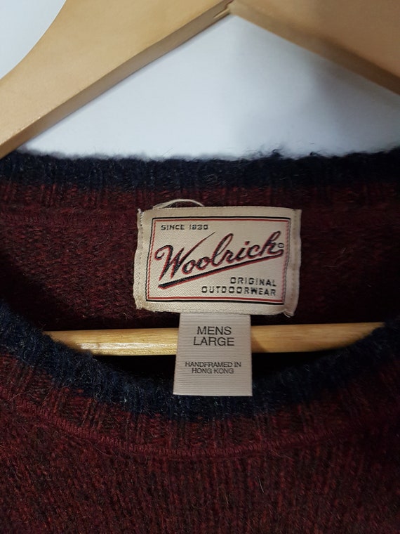 Vintage Woolrich Dark Red Wool Sweater Size L, Bu… - image 7
