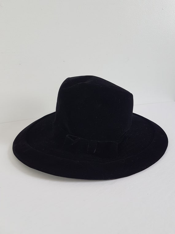 1950s Vintage Elizabeth Ford Hat Black Wide Brim … - image 10