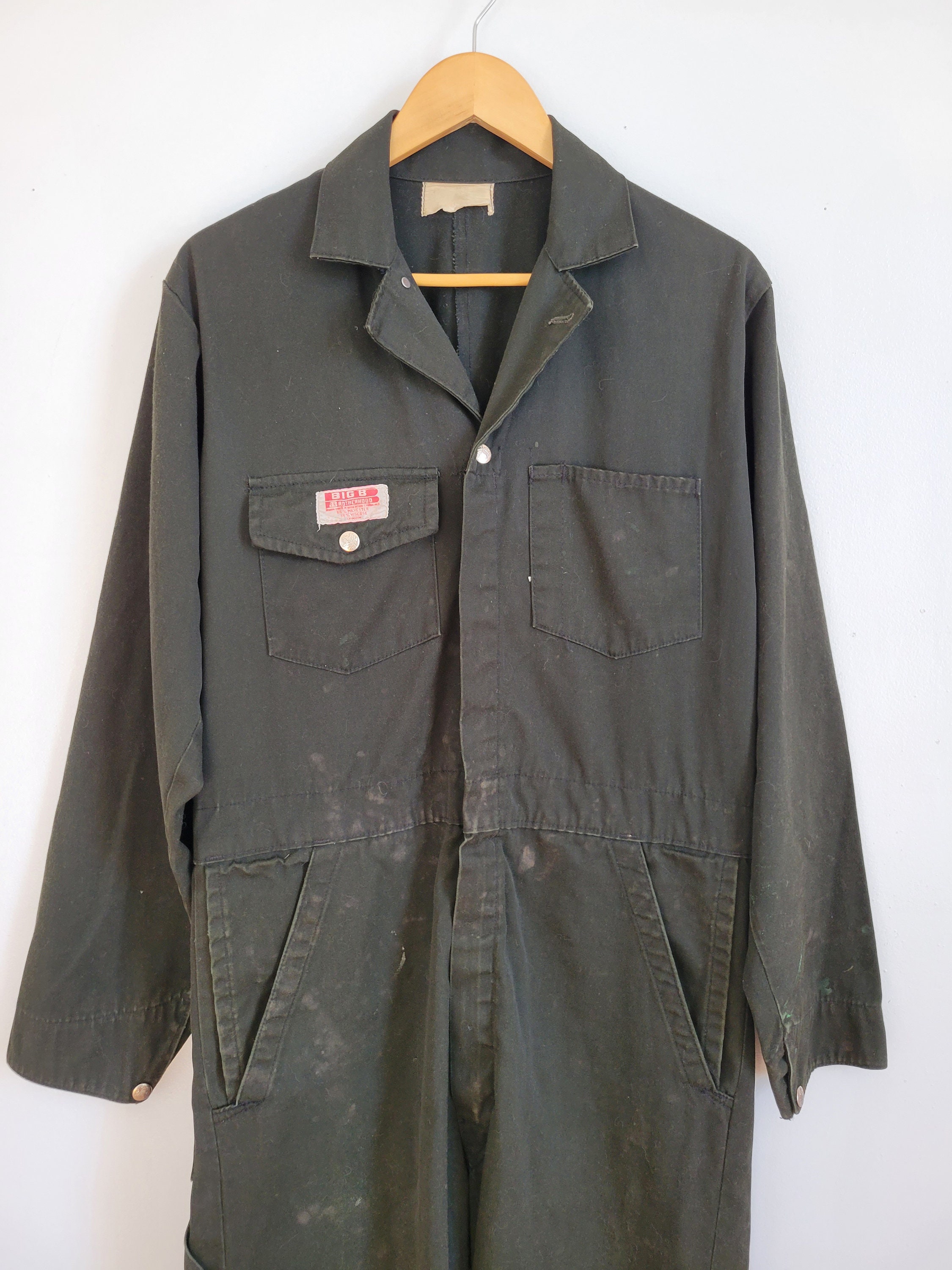 1970s Vintage Workwear Jumpsuit With Faded Paint Marks, Big 1970s Vintage Workwear Jumpsuit With Faded Paint Marks, Big
