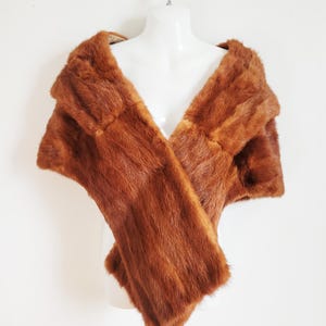 1960s Vintage Caramel Brown Mink Stole, Brown Mink Fur Shawl, Vintage Mink Fur Scarf, Mink Fur Wedding Scarf, Made in Canada Fur Scarf
