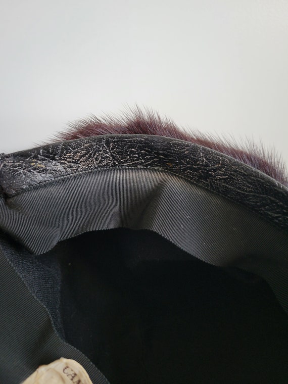 1960s Vintage Dark Brown Mink Fur Beret Hat, Vint… - image 9