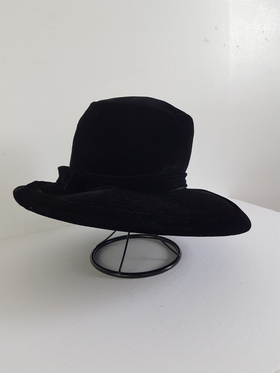 1950s Vintage Elizabeth Ford Hat Black Wide Brim … - image 6
