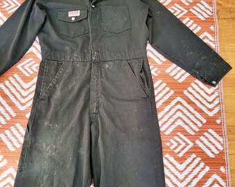 1970s Vintage Workwear Jumpsuit With Faded Paint Marks, Big 1970s Vintage Workwear Jumpsuit With Faded Paint Marks, Big