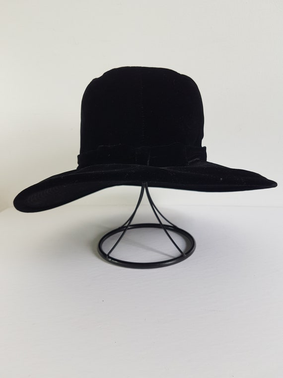 1950s Vintage Elizabeth Ford Hat Black Wide Brim … - image 3