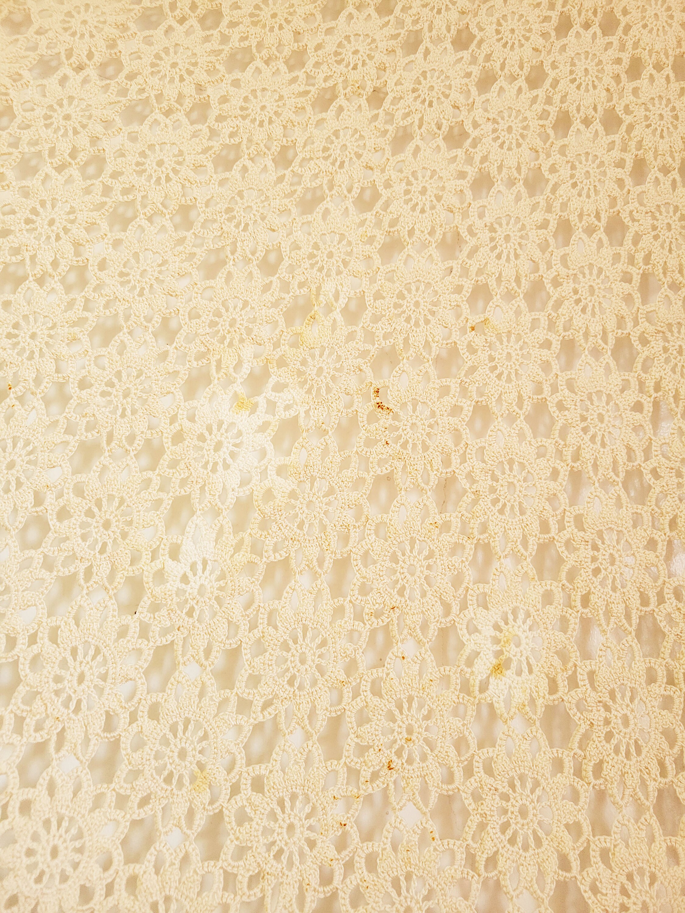 1930s Vintage French Crochet Lace Coverlet, Handmade French Eyelet