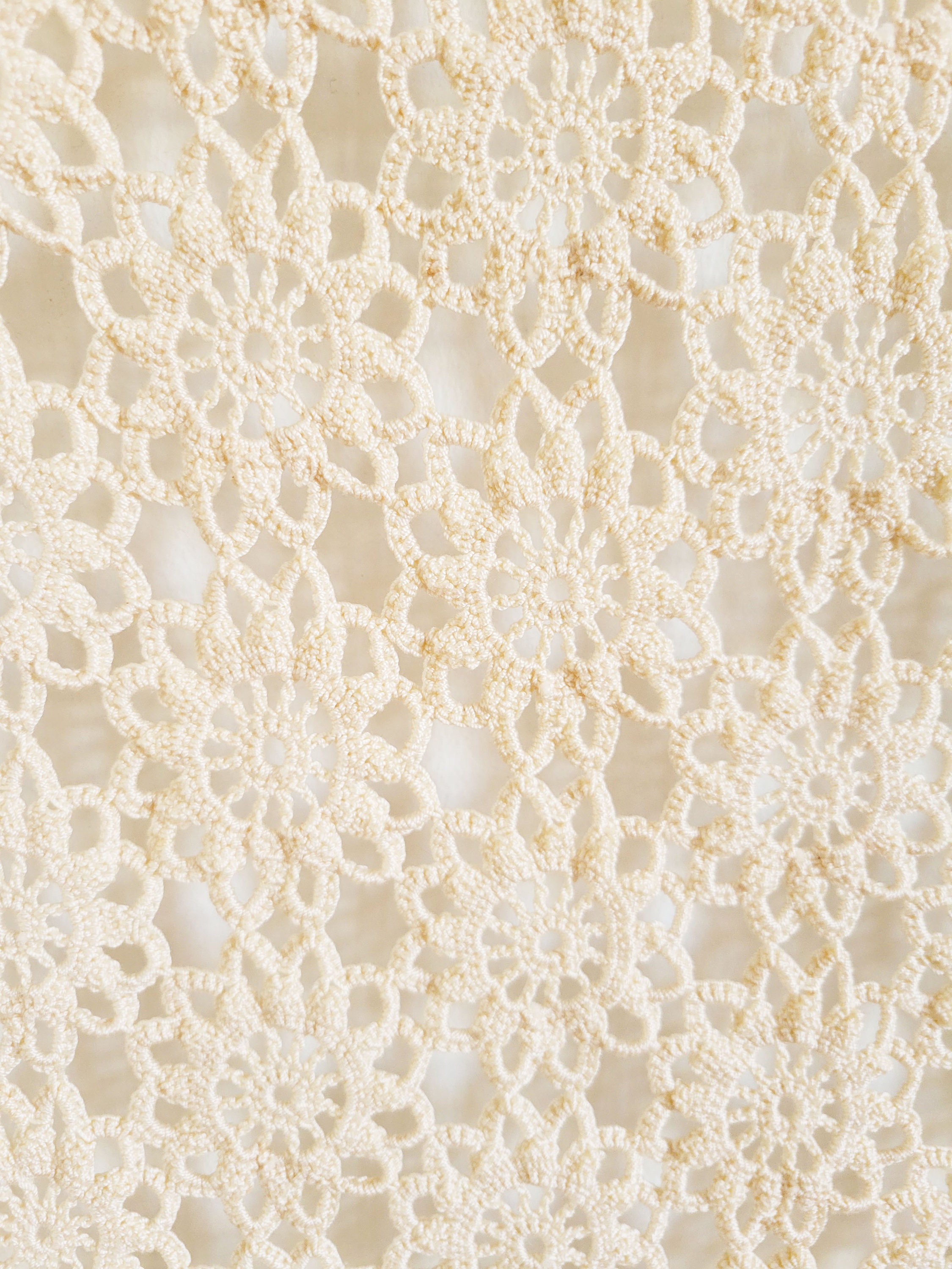 1930s Vintage French Crochet Lace Coverlet, Handmade French Eyelet