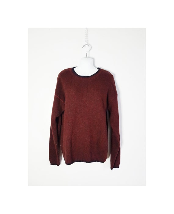 Vintage Woolrich Dark Red Wool Sweater Size L, Bu… - image 1
