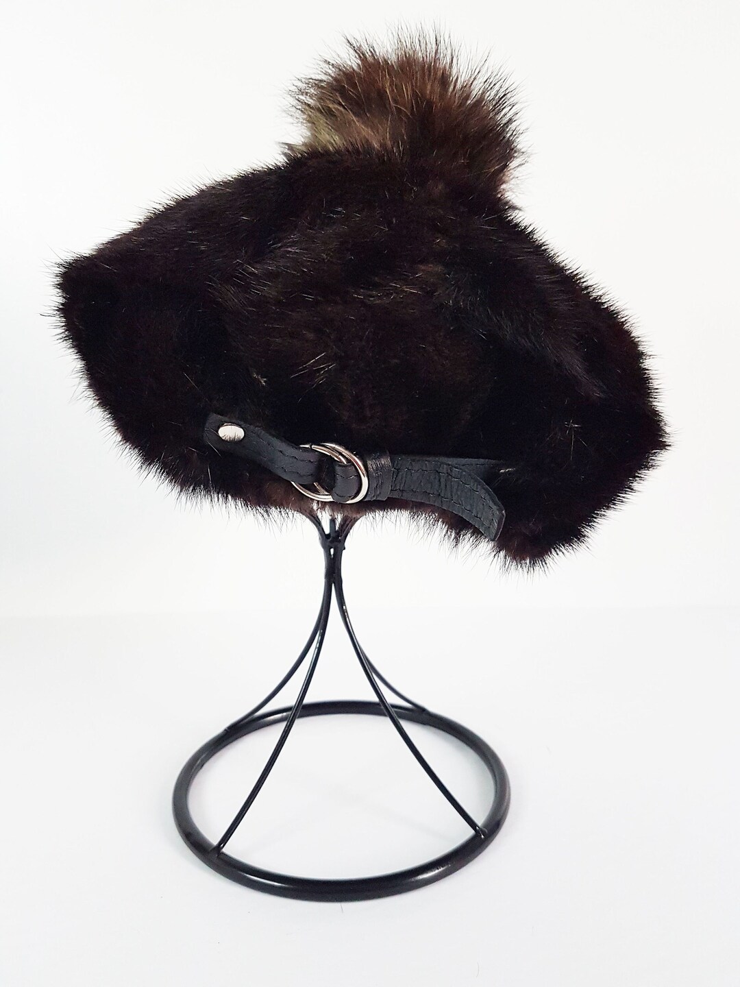 Vintage Dark Brown Mink Fur Beret Hat, Vintage Black Mink Fur Beret, Rabbit Fur Hat, Fox Fur Hat
