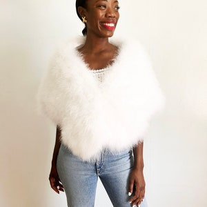 White Ostrich Feather Wrap, White Feather Bolero, White Bridal Wrap, White ridal Wedding Bolero, Wedding Shrug, Feather Wedding Accessories