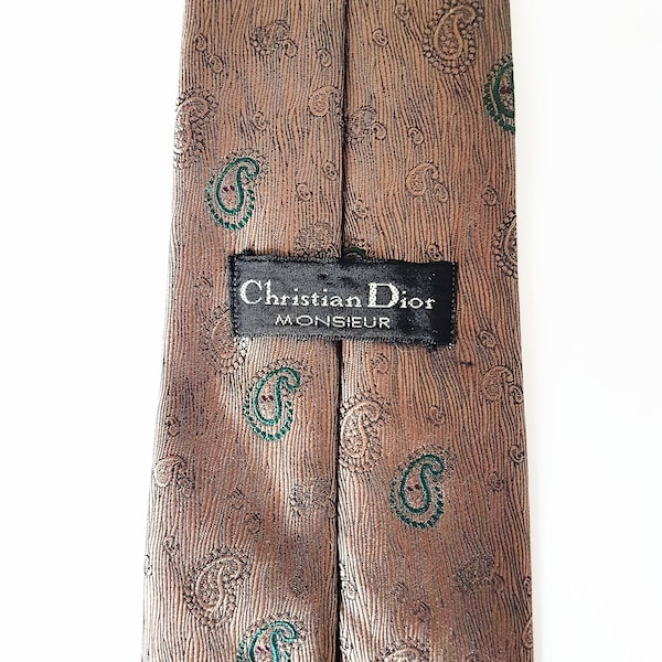 Vintage Christian Dior Silk Necktie, Christian Dior Brown Paisley Tie, High End Designer Christian Dior Necktie, CD Luxury Silk Necktie