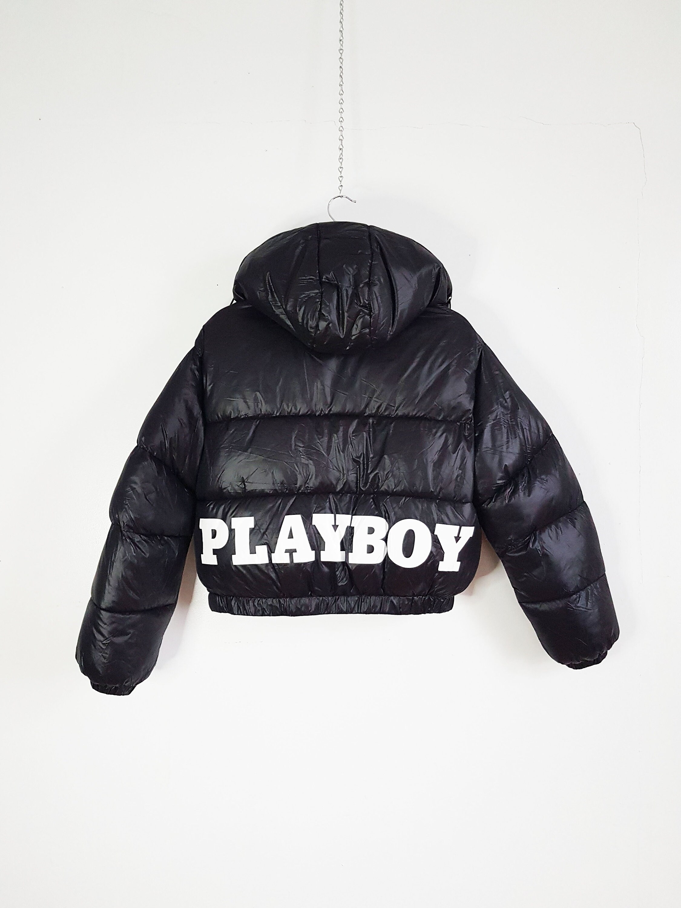 Playboy Brand Puffer Coat Size Medium Cropped Playboy Puffer