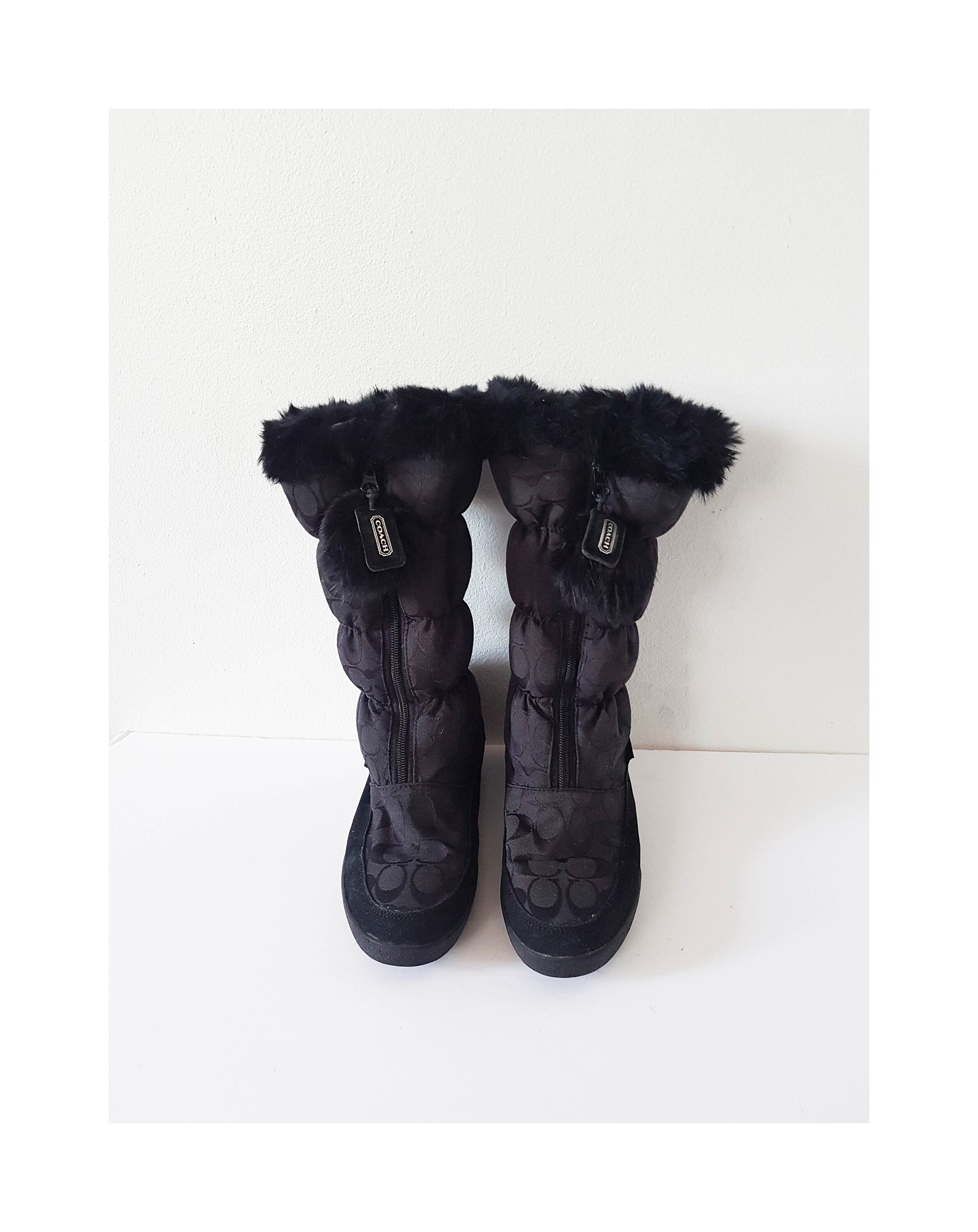 Size 9 Vintage Coach Monogram Fur Lined Winter Boots Coach - Etsy Size 9 Vintage Coach Monogram Fur Lined Winter Boots Coach - Etsy
